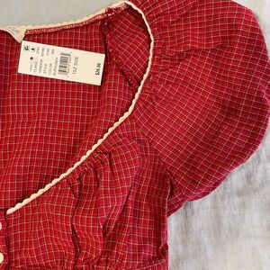 Brandy Melville Burgundy Plaid Top